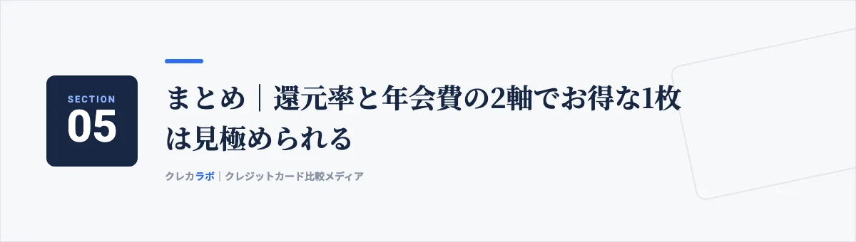 まとめ：還元率と年会費の2軸でお得な1枚は見極められる