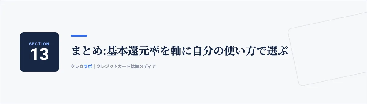 まとめ:基本還元率を軸に自分の使い方で選ぶ